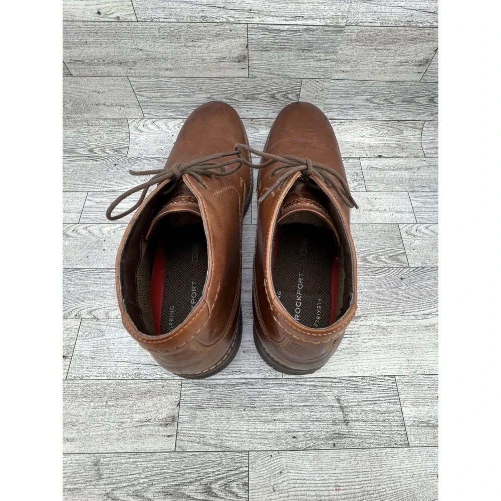 Rockport Mens Leather Chukka Boots Brown Lace Up Comfort Flexible US 10.5